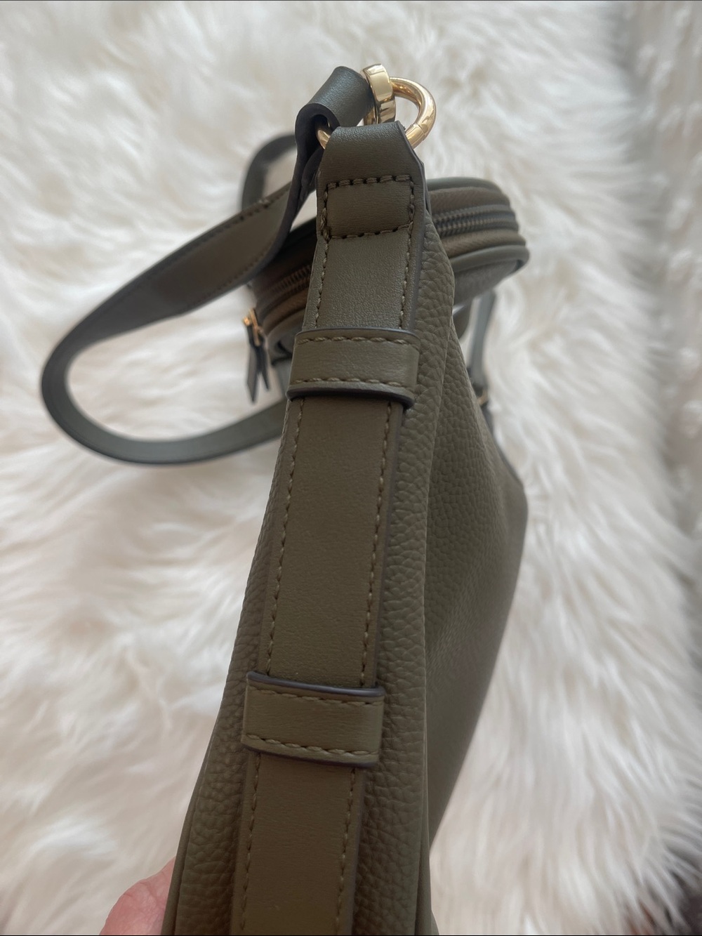 Nine West Olive Green Pebbled Leather Shoulder Bag with Coin Pouch - Picture 7 of 12